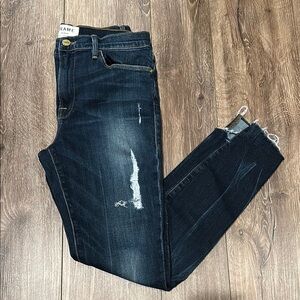Frame Denim Dark Blue Distressed Jeans Size: 26